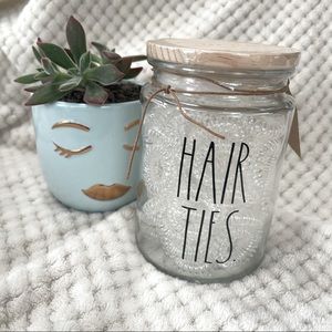 Rae Dunn Large “Hair Ties” Glass Holder
